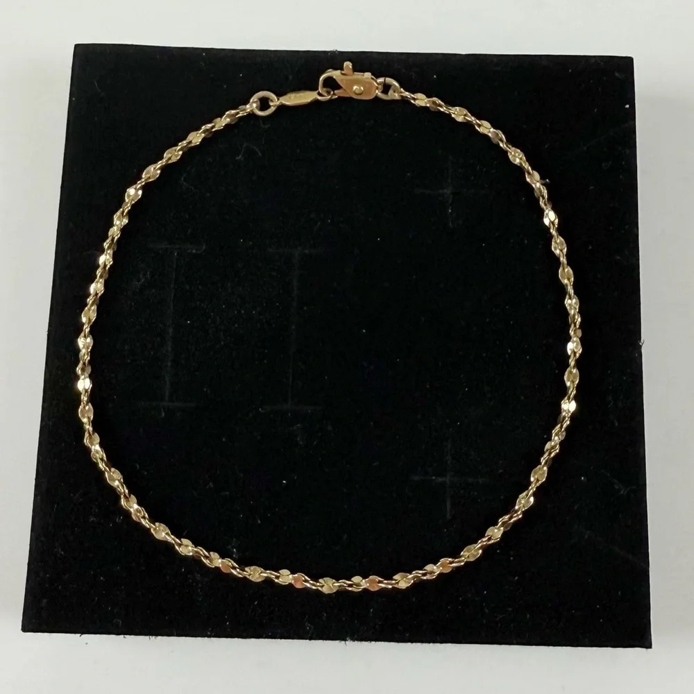 Twisted Rope Chain 24 Gold Plated Bracelet 9 Inch Long